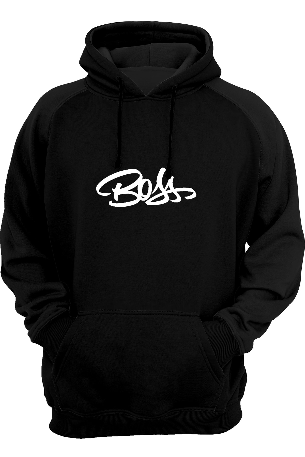Unisex Boss Yazı Baskılı Siyah Sweatshirt
