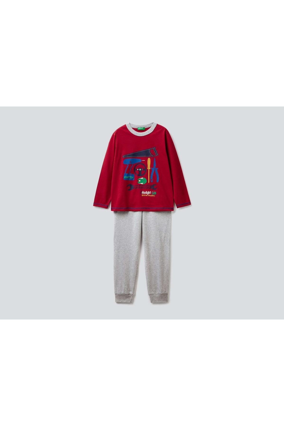 Benetton Erkek Çocuk Pudra Desenli Pijama Takımı